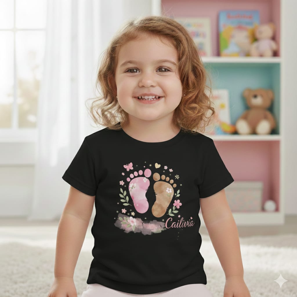 Cailivia New Beginnings Baby T-Shirt – Cute Footprints Design (Unisex)
