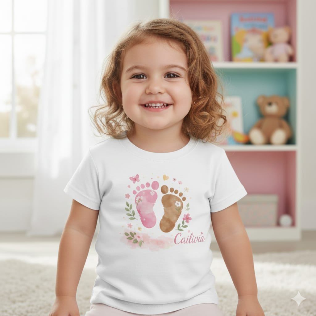 Cailivia New Beginnings Baby T-Shirt – Cute Footprints Design (Unisex)